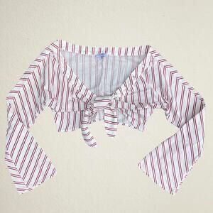 White and red striped crop top bell sleeve preppy cowgirl light academia